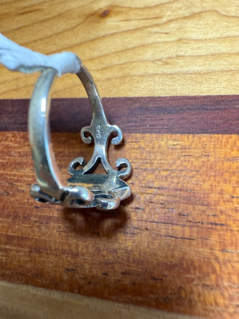 Sterling Silver Turquoise Marquise Scroll Ring - Picture 6 of 6